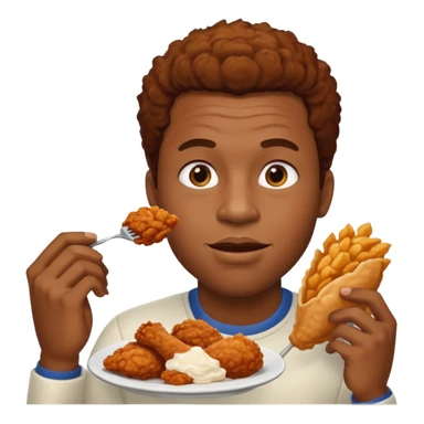 black man eating chicken sticker