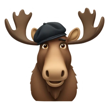 A moose with a beret on and a French moustache  sticker