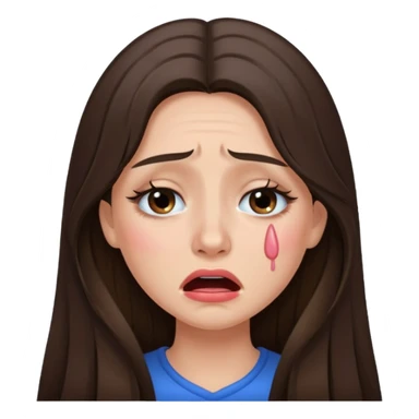 Long hair brunette girl crying with makeup on sticker