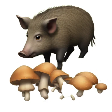 wild boar eating mushrooms sticker