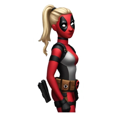 Deadpool character but she is a girl with high pony tail on top of her head sticker