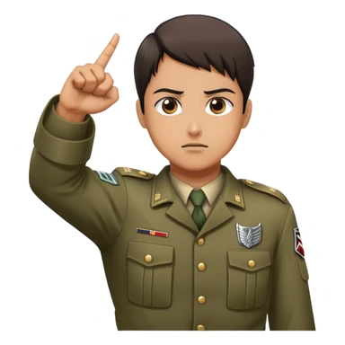 soldier doing the Attack on Titan salute with fist on chest, military salute with right fist over heart sticker