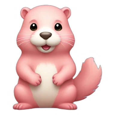 light pink fur cute beaver with big tail sticker