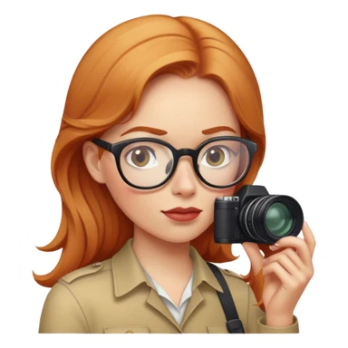 Female strawberry blonde glasses photojournalist investigating  sticker