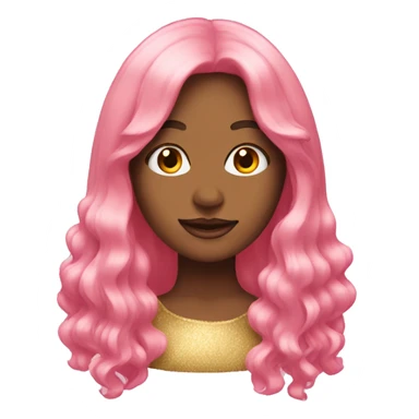 pink and gold long wig sticker