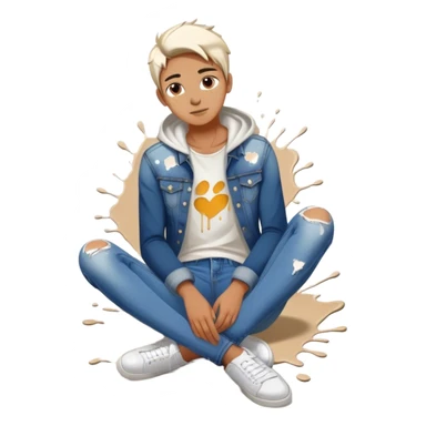 (white paint splatter) on jeans lap sticker