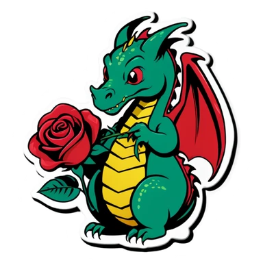 Dragon smelling a rose sticker