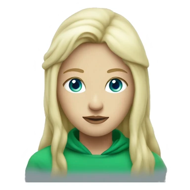 nordic pleiadian in green clothing with thin face long blonde hair and blue eyes sticker