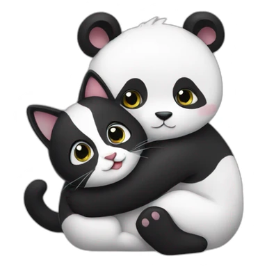 cute panda snuggling a cat sticker