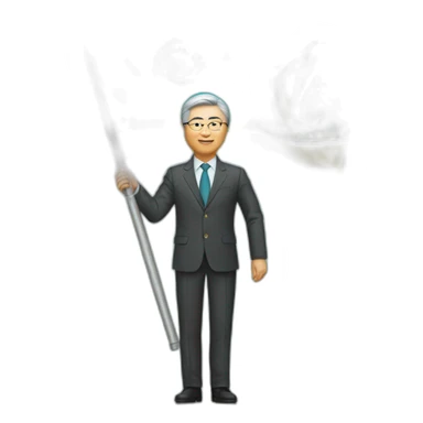 Kassym-Jomart Tokayev holds the flag of Kazakhstan sticker