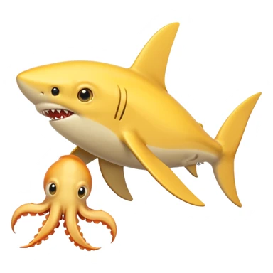 A yellow shark named arkey holding a squid sticker