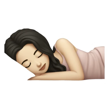 pale white girl dark hair sleeping in bed sticker