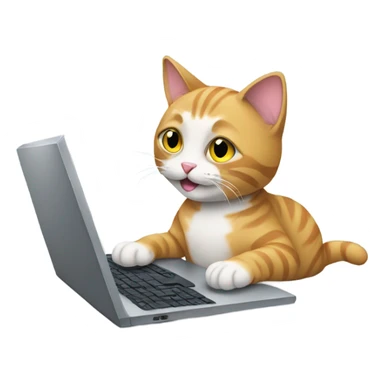 Cat typing on a laptop sticker