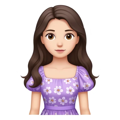Brunette long hair lady with a light purple flowered dress sticker