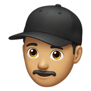 young man with a ponytail, a black cap, a mustache and a brown beard. he has an earring in both ears sticker