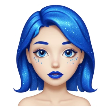 blue lipstick with glitter sticker