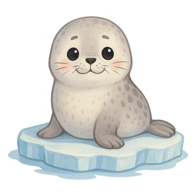 cute seal sitting on ice sticker