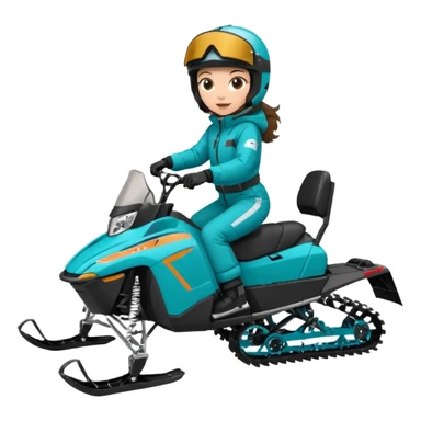 Can you create an emoji of a brunette girl on a teal polaris khaos 850 155 snowmobile doing a wheelie sticker