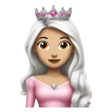PRINCESS WITH WHITE SKIN, LONG AND VOLUMOUS BLACK HAIR, WITH A PRINCESS CROWN, WITH PINK PRINCESS OUTFIT sticker