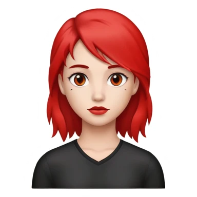 Girl with half red half black mullet sticker
