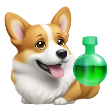 Corgi with green gasseous gas form next to it sticker