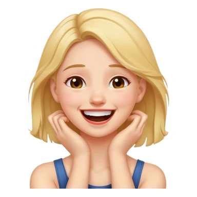 girl with hands around neck laughing but also sad sticker