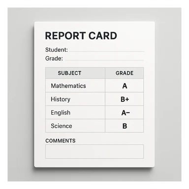 modern UI report card, clean lines, subtle shadows sticker