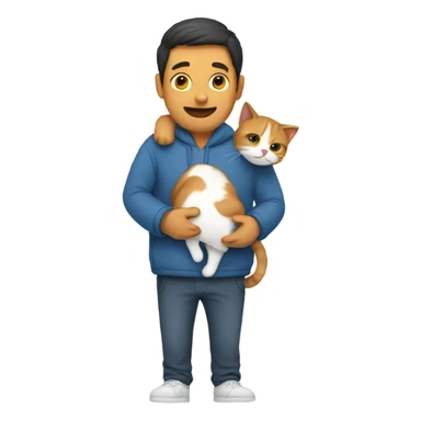 Man holding cat upside down sticker