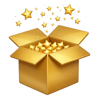 emoji of open box with sparkles jump out of the box sticker