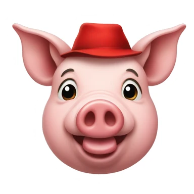 a pig with a red hat sticker