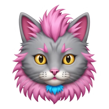 grey cat sitting with pink mohawk sticker