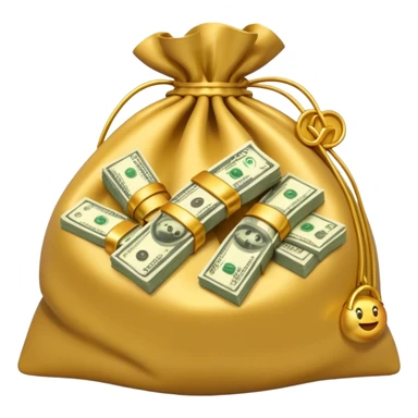 Luxury 3D emoji, overflowing money bag, stacks of cash, premium lighting, rich glossy look, ultra clean, transparent background


 sticker