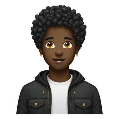 black boy with curly hair with earrings  sticker