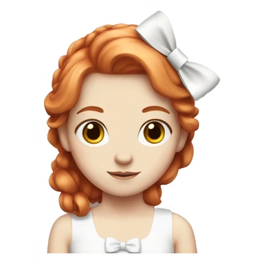 Red-haired girl with white bow in hair with pale skin sticker