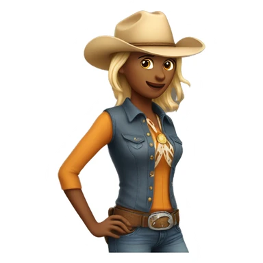 a cowboy with hat woman sticker