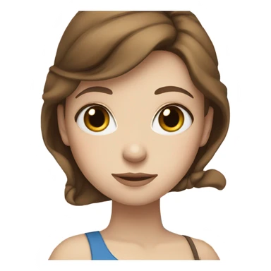 White girl with brown hair and blue eyes, flowers sticker