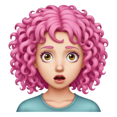 woman with pink curly hair scared sticker
