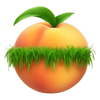 Peach with grass growing on it sticker