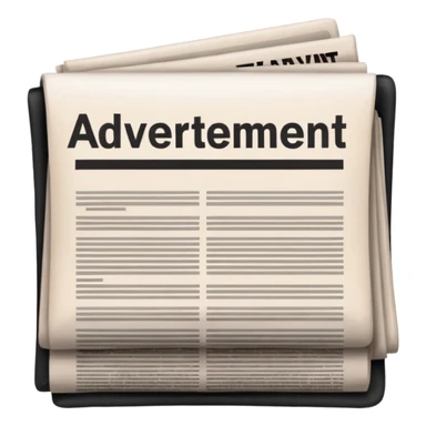 NEWSPAPER WITH BOLD LETTER PRINTED AS "advertisement "  sticker
