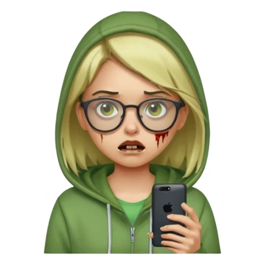 Zumbie emoji iphone girl green and glasses sticker