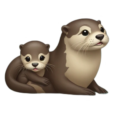 Mama otter with a baby on her back sticker