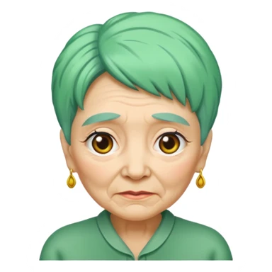 green haired grandma with wrinkles  sticker
