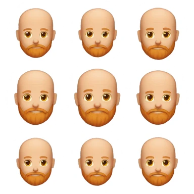 Bald man with a big orange beard holding a cat sticker