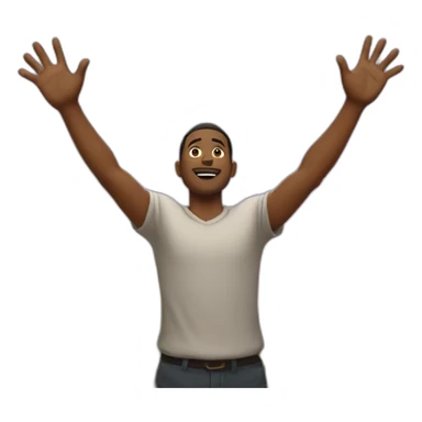 man with his arms wide open up towards the sky sticker