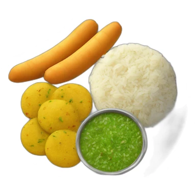 A plate with Indian ladyfinger vegetable, roti, jeera rice and dal sticker