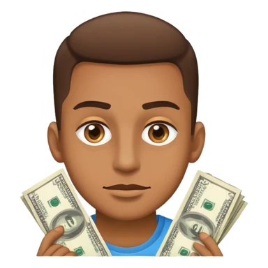 Light brown skin tone guy with money in his eyes sticker