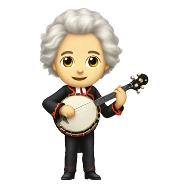 Wolfgang Mozart chibi wig standing young 5-string banjo sticker