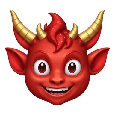 red glitter imp happy sticker