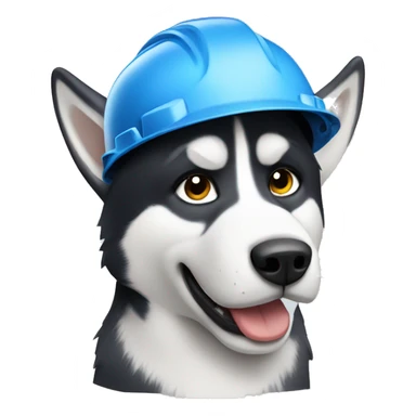 Husky wearing construction helmet  sticker
