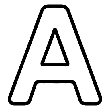 letter A, black outlined icon, minimalist and bold, no fill sticker